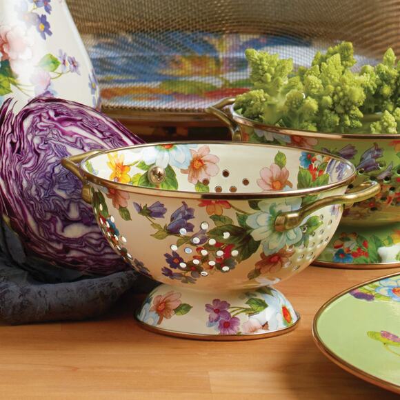 Brand New Mackenzie-Childs White Flower Market Small Colander - Picture 2 of 6